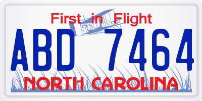 NC license plate ABD7464