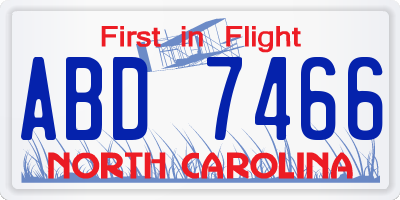 NC license plate ABD7466
