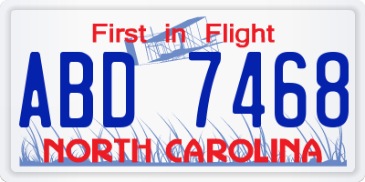 NC license plate ABD7468