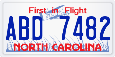NC license plate ABD7482