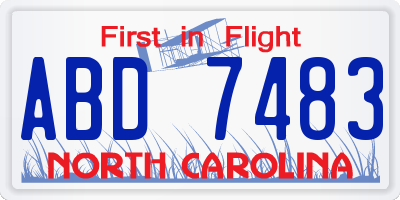NC license plate ABD7483