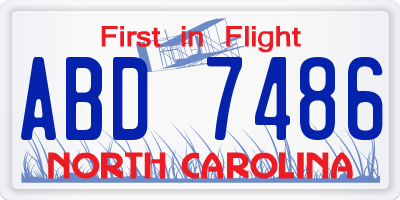 NC license plate ABD7486