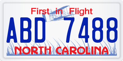 NC license plate ABD7488