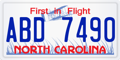 NC license plate ABD7490