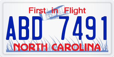 NC license plate ABD7491
