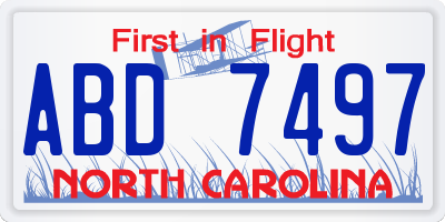 NC license plate ABD7497