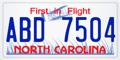 NC license plate ABD7504