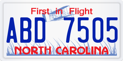 NC license plate ABD7505