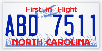 NC license plate ABD7511