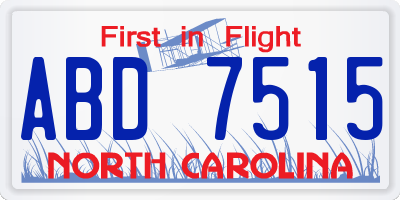 NC license plate ABD7515