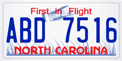 NC license plate ABD7516