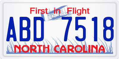 NC license plate ABD7518