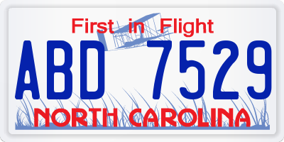 NC license plate ABD7529