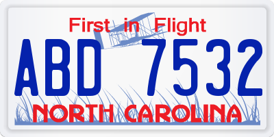 NC license plate ABD7532