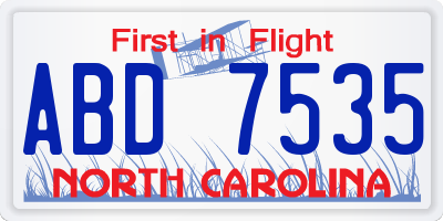 NC license plate ABD7535
