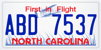 NC license plate ABD7537