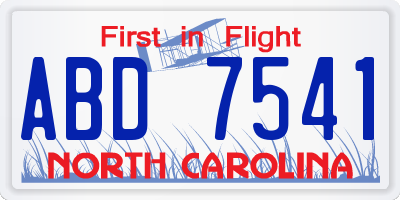 NC license plate ABD7541