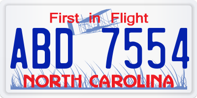 NC license plate ABD7554