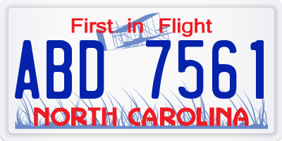 NC license plate ABD7561