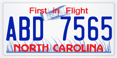 NC license plate ABD7565