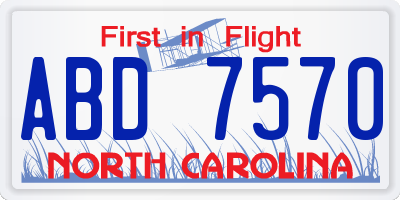 NC license plate ABD7570