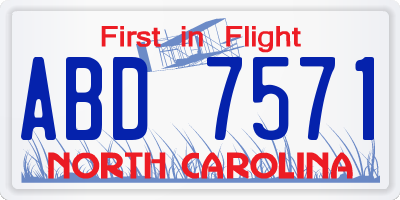 NC license plate ABD7571
