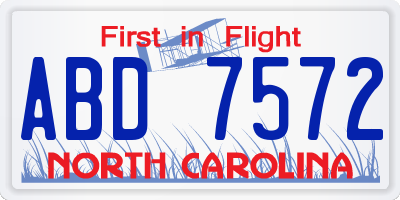 NC license plate ABD7572