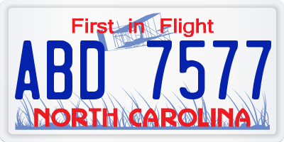 NC license plate ABD7577