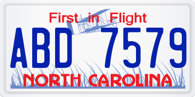 NC license plate ABD7579