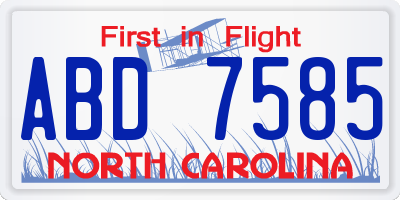 NC license plate ABD7585