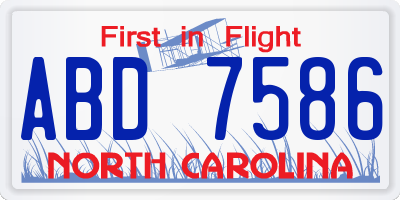NC license plate ABD7586