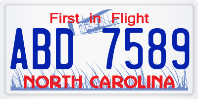 NC license plate ABD7589