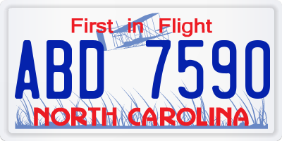 NC license plate ABD7590