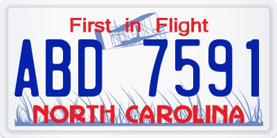 NC license plate ABD7591