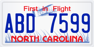 NC license plate ABD7599