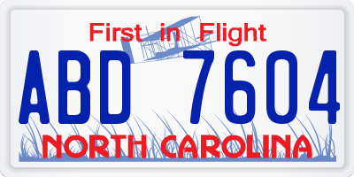 NC license plate ABD7604