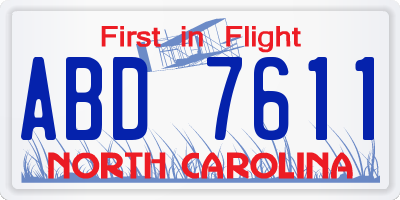 NC license plate ABD7611