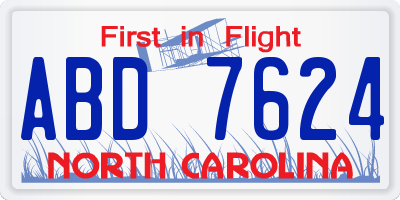 NC license plate ABD7624