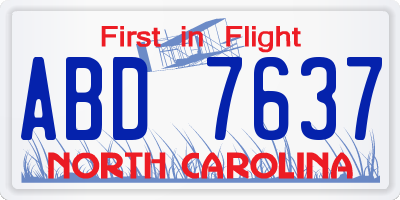 NC license plate ABD7637