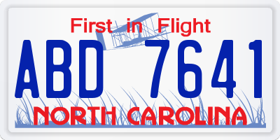 NC license plate ABD7641