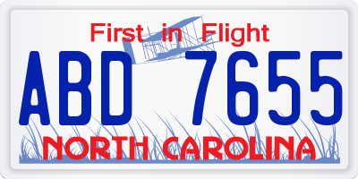 NC license plate ABD7655