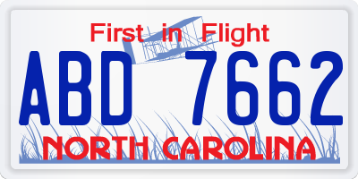 NC license plate ABD7662