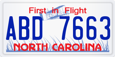 NC license plate ABD7663