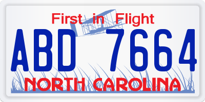 NC license plate ABD7664