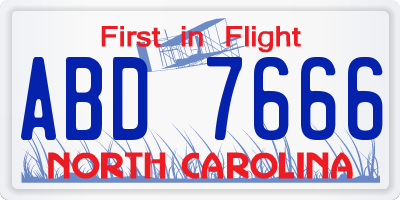 NC license plate ABD7666