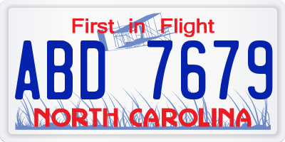 NC license plate ABD7679