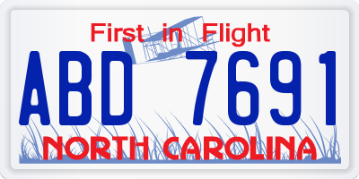 NC license plate ABD7691