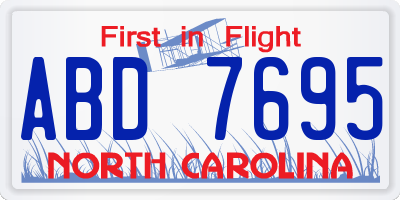 NC license plate ABD7695