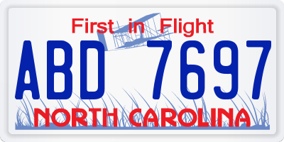 NC license plate ABD7697