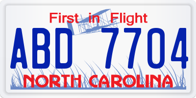 NC license plate ABD7704